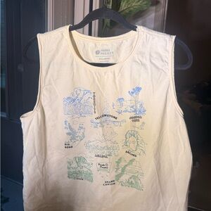 Parks Project Cream Tank Top with Blue and Green Graphics